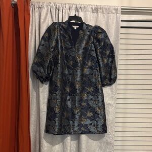 crown & ivy Navy Dress with Gold Accent